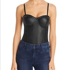 NWOT Inc. Black Faux Leather Bodysuit Size L